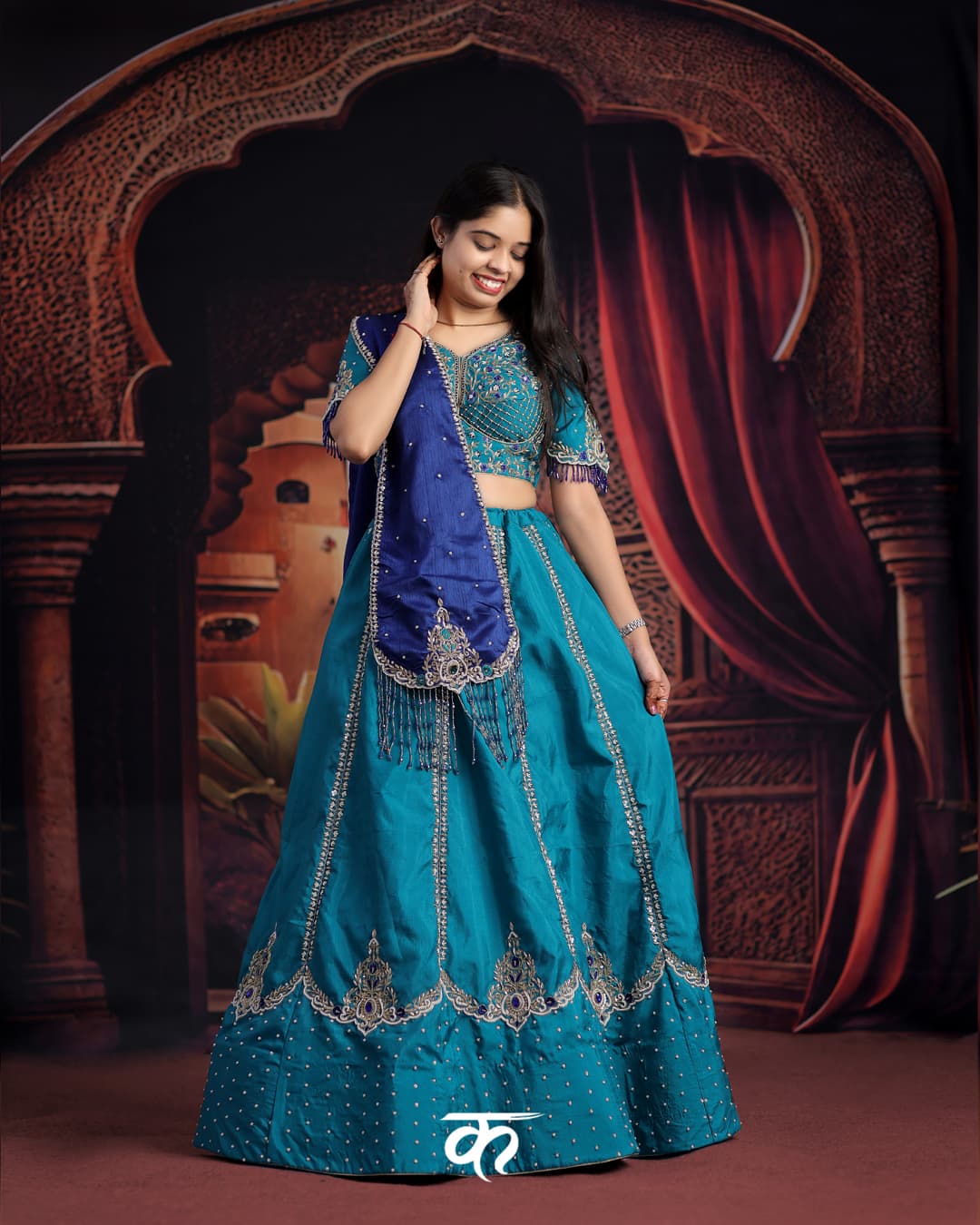 Teal & Royal Blue Designer Lehenga Choli