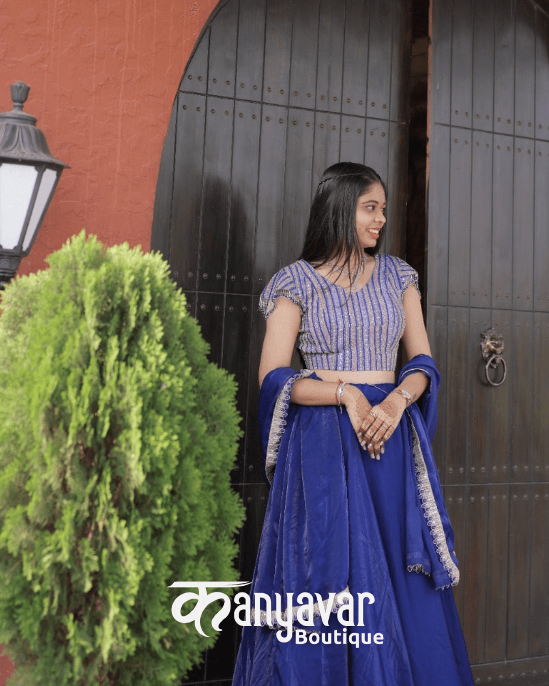 Royal Blue Georgette Lehenga With Sequin Blouse