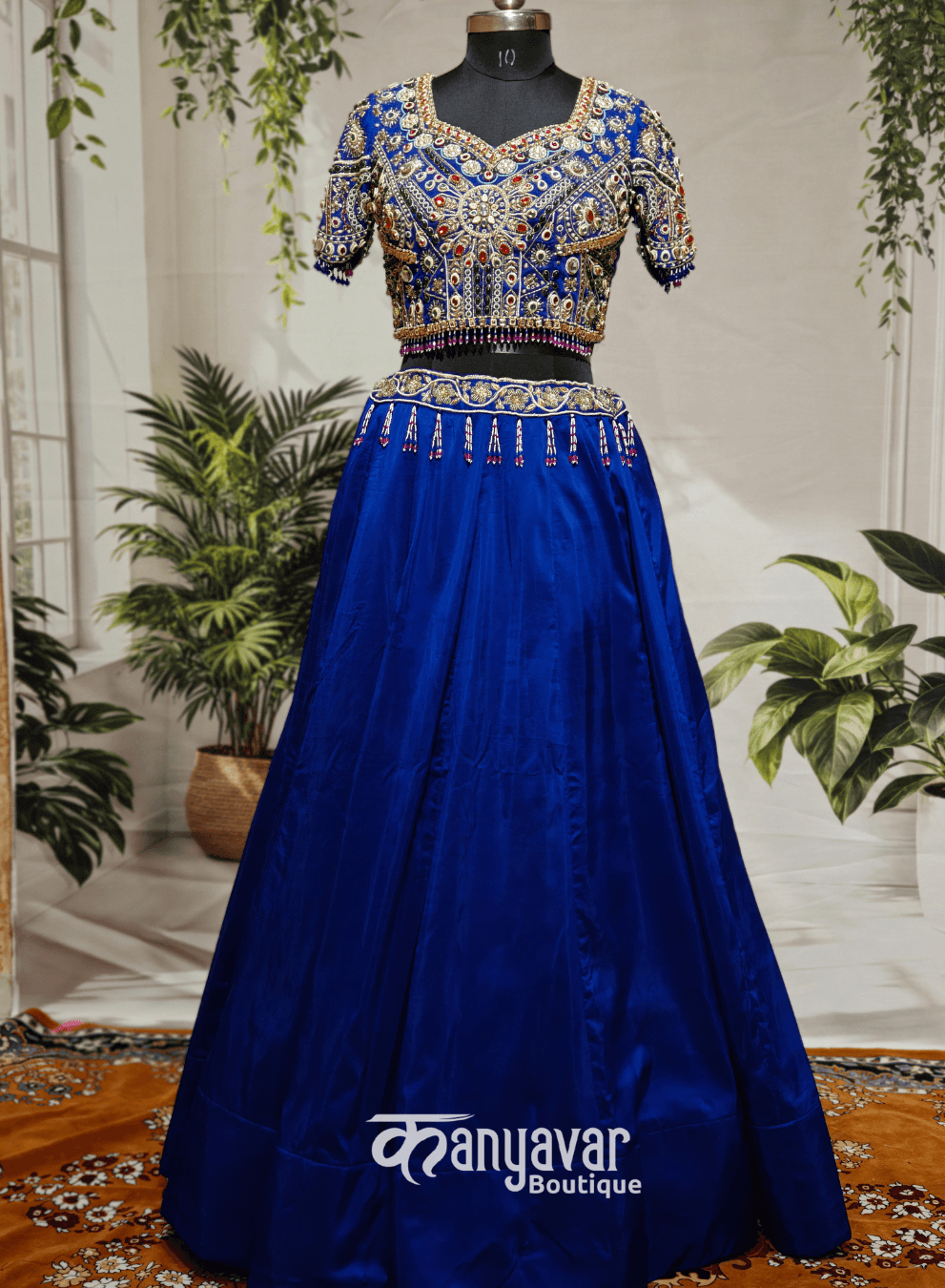 Royal Blue Heavy Mirror Work Traditional Lehenga Choli