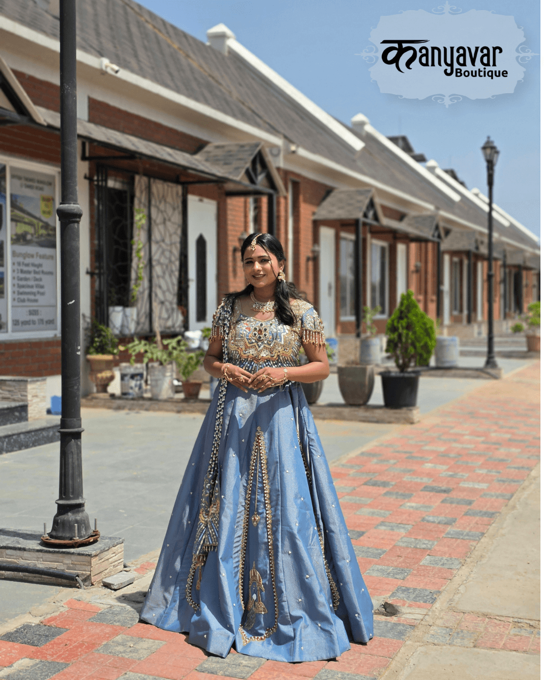The Steel Blue Royal Heritage Lehenga