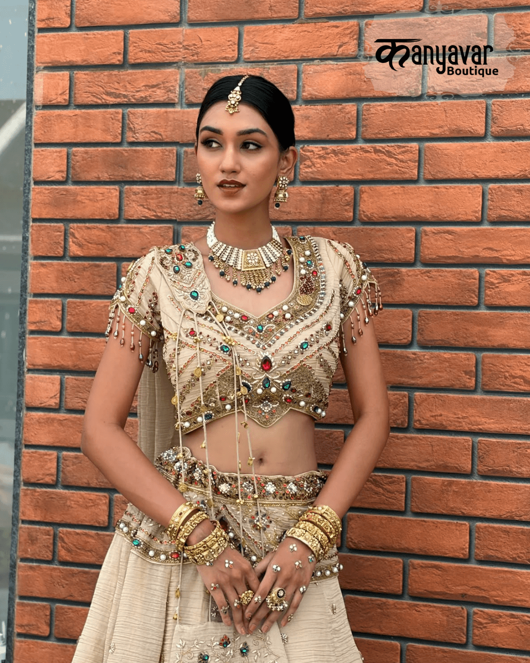 Premium Cream Heritage Lehenga Set